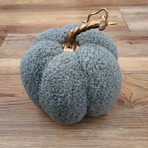 Sherpa Pumpkin 6" Gray Fall Home Decor Boucle